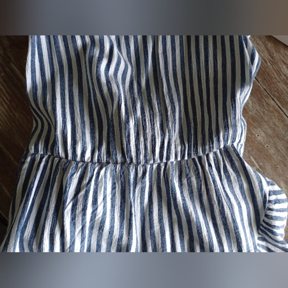 Morgan Taylor Blue and White Striped Ruffled Mini Dress Size Small - Picture 8 of 14